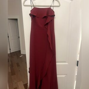 Lulus Red strapless gown